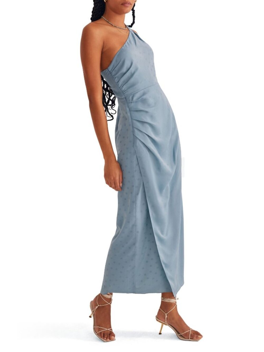 🆕FAVORITE DAUGHTER The Singles Table One Shoulder Gown Dress Polka Dot Blue 2 - Picture 5 of 16